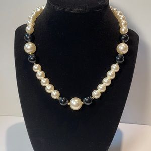 Lovely Faux Pearl and Onyx Necklace